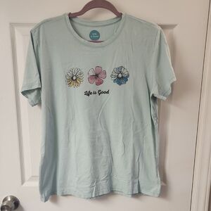 Life Is Good Pastel Blue Floral Tee
